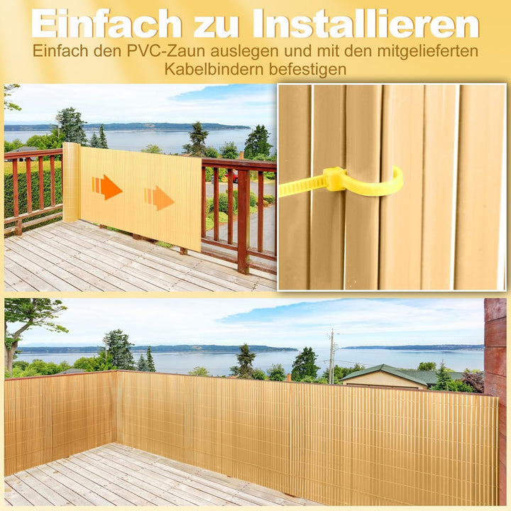 Izrielar Sichtschutzmatte, PVC Sichtschutzzaun, 4-Gewicht-Verstärkung, 0.9 x 5M Sichtschutz für Zaun