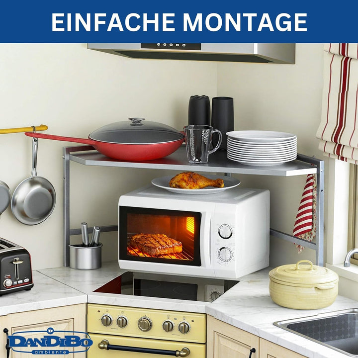 DanDiBo Mikrowellenregal Eckregal Küche Stehend Arbeitsplatte 72x72 cm Edelstahl 2 Stufig 96690 Mikr