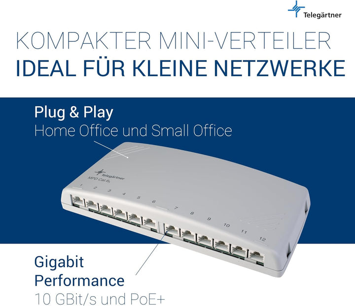 Telegaertner J02022A0053 12 Port Netzwerk-Patchpanel CAT 6a 1 HE