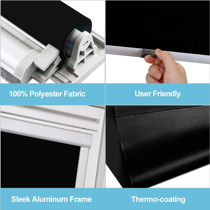 Lospitch Dachfenster Verdunkelungsrollo Schwarz Thermo-Rollo, 100% Verdunkelung, Silberne Seitenschi