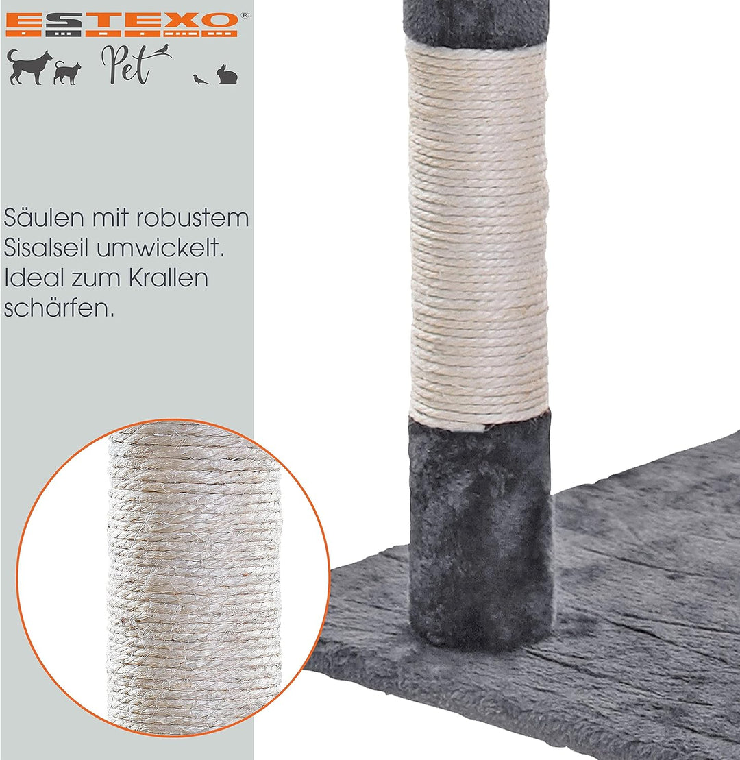 ESTEXO Katzenkratzbaum Kratzbaum Katzenbaum 112 cm Spielbaum XL Kletterbaum für Katzen Kratzmöbel Sp