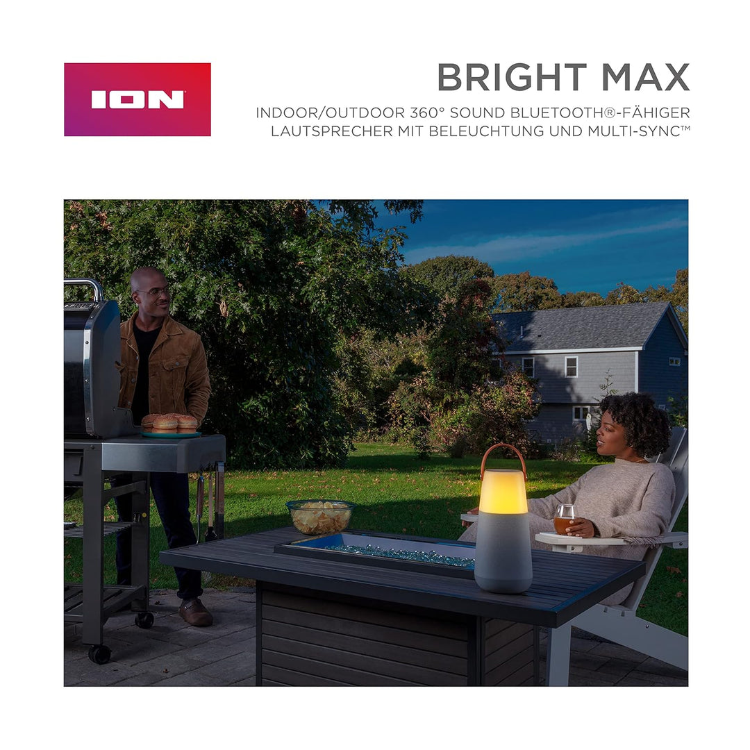 ION Audio Bright Max – Tragbarer, wasserfester 360° Bluetooth-Lautsprecher mit Beleuchtung, atmosphä