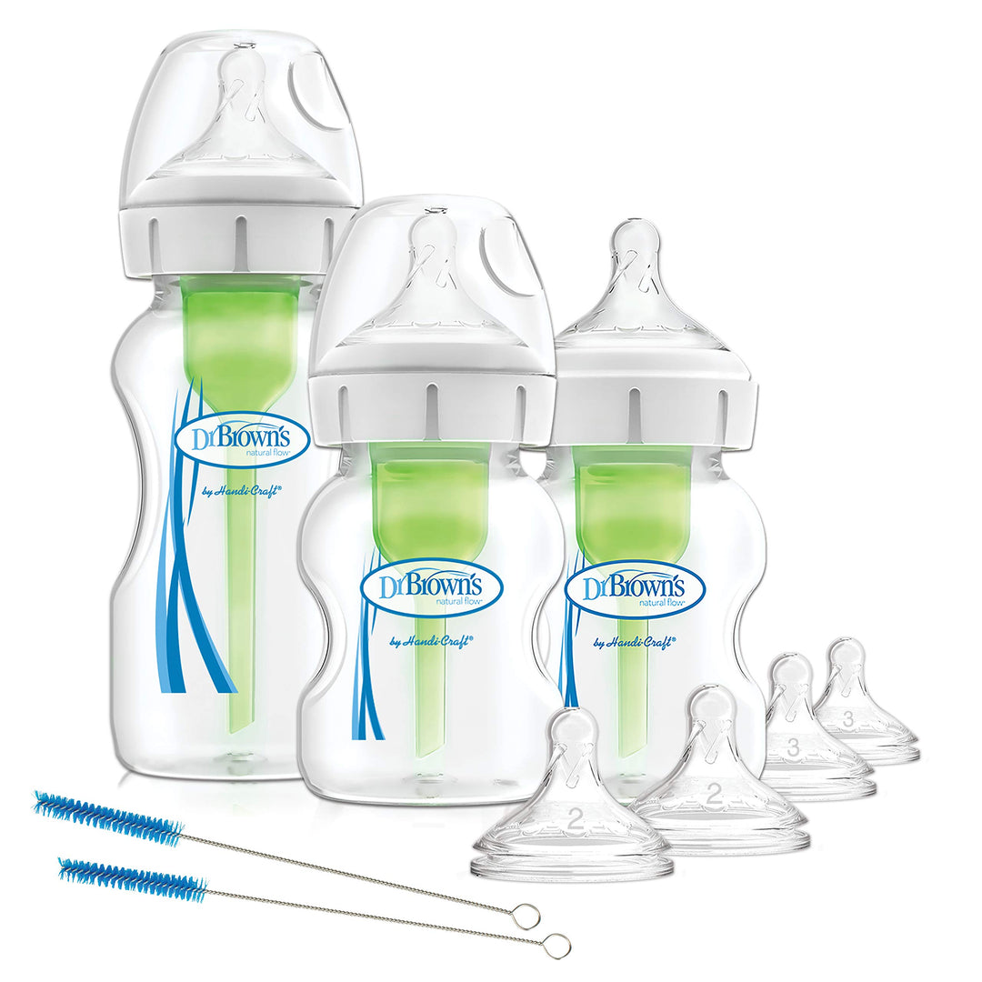 Dr. Browns Options+ Weithals-Babyflasche gegen Koliken, Starterset transparent Einzelbett, transpare