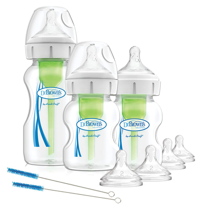 Dr. Browns Options+ Weithals-Babyflasche gegen Koliken, Starterset transparent Einzelbett, transpare
