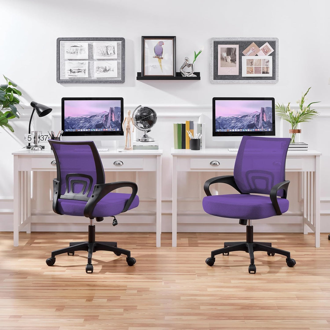 Yaheetech Bürostuhl, Ergonomischer Schreibtischstuhl mit Netzbespannung und Armlehnen, Drehstuhl aus