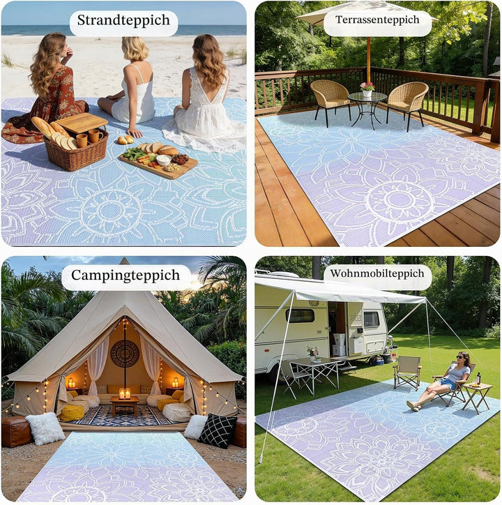 Wetterfest Wendbarer Outdoor Teppich (Bläulich-Violett, 180 x 270 cm) Bläulich-violett 180 x 270 cm,