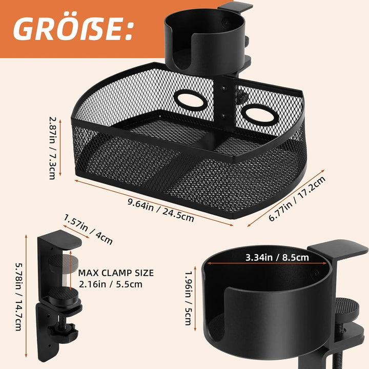 AnExer Unterbau Schublade Büro Organizer 360 Drehbar, Schreibtisch Organizer mit Auslaufsichere Bech