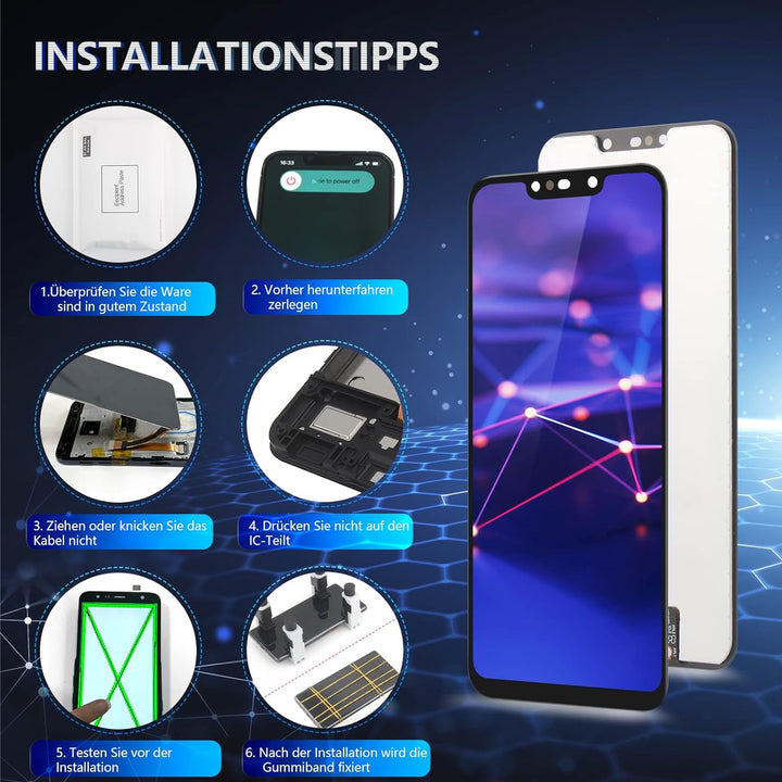 RongZy Display für Huawei Mate 20 Lite LCD Bildschirmersatz Digitizer Touchscreen Montiert Ersatz mi
