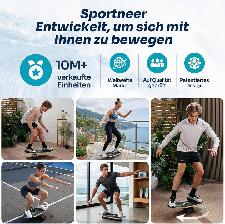 Sportneer Surfin Balance Board Erwachsene 8-in-1 – Gleichgewichtstrainer mit Rolle, Gummiball &amp; Halb