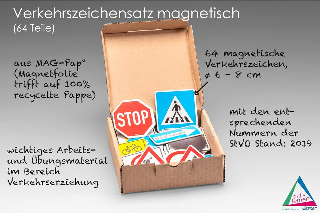 WISSNER® aktiv lernen - 64 magnetische Verkehrszeichen - MAG-Pap°