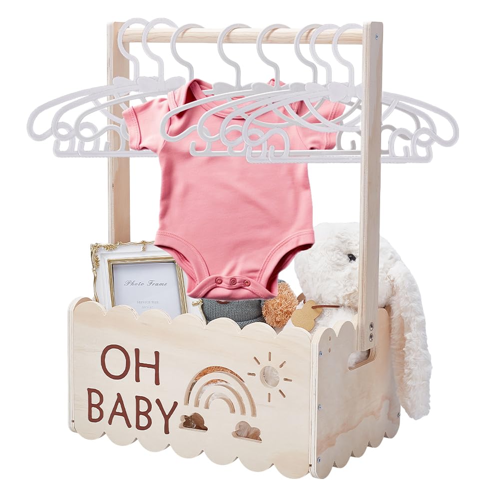 UNICRAFTALE Holz Baby Geschenk Korb mit Griff Kinder Kleiderbügel Baby-Aufbewahrungskorb Holzkiste f