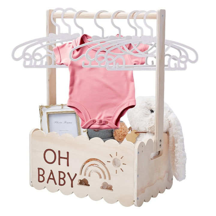 UNICRAFTALE Holz Baby Geschenk Korb mit Griff Kinder Kleiderbügel Baby-Aufbewahrungskorb Holzkiste f