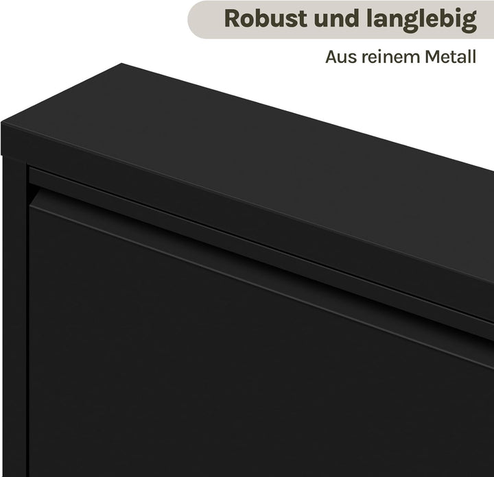 WOLTU Schuhschrank, mit 3 Klappen, Schuhregal, Schuhkipper, für 9 Paar Schuhe, aus Metall, für Flur