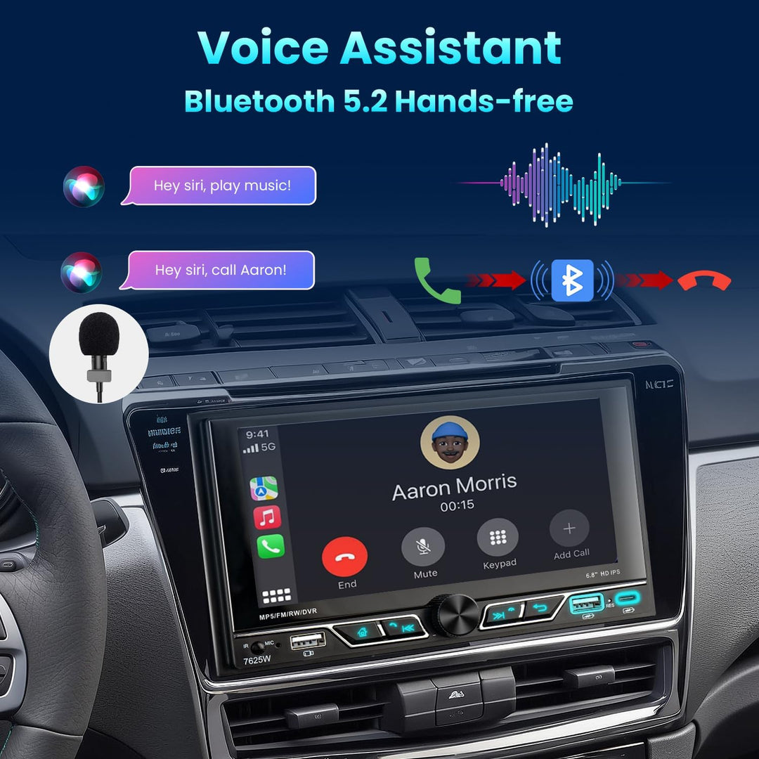 Autoradio 2Din mit 6.8 Zoll Bildschirm, Kompatibel mit [Wireless] Apple CarPlay/Android Auto Bluetoo