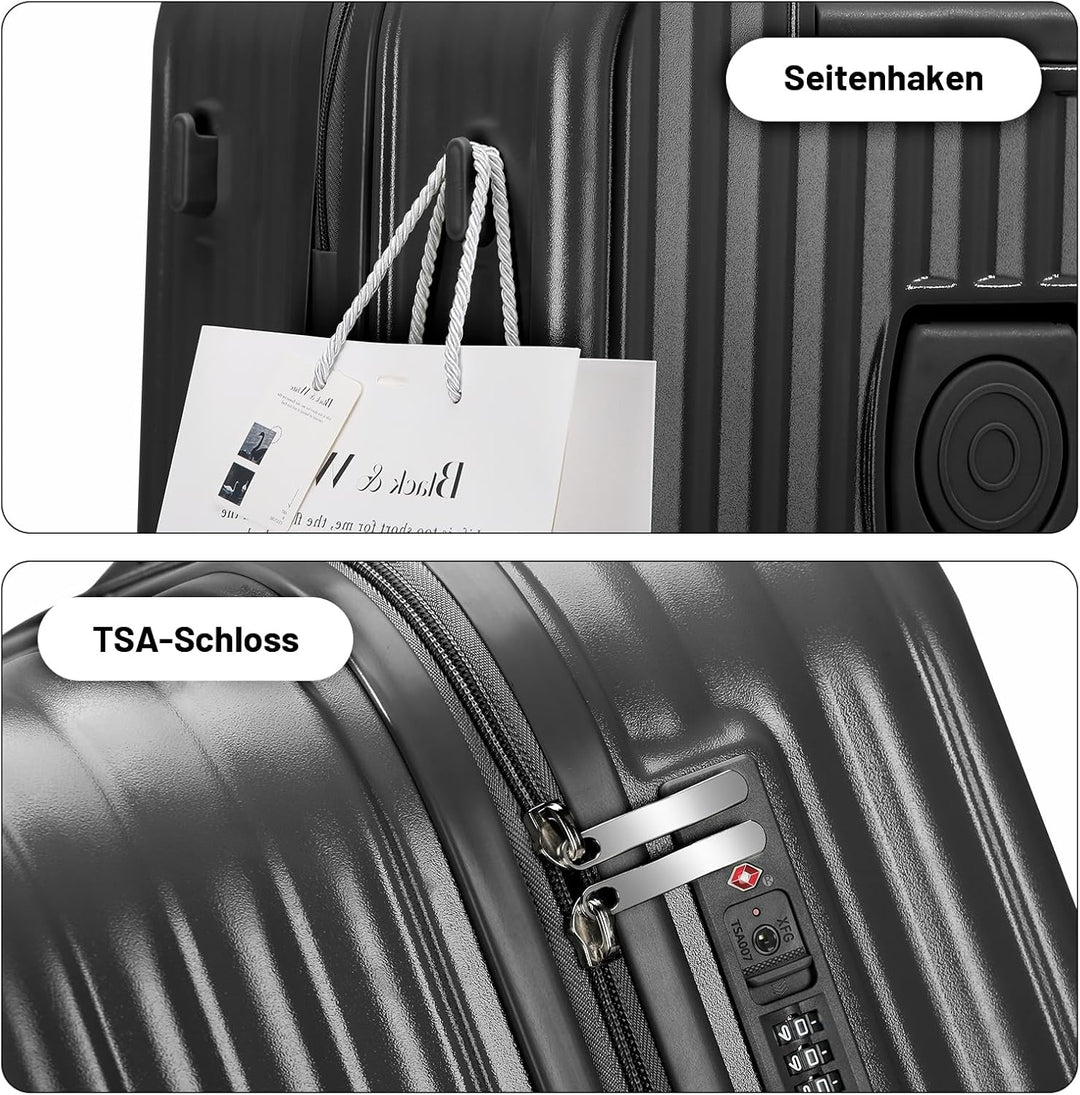 TIYFIY Kofferset 4 Teilig Hartschale Koffer Set mit Kosmetikkoffer Gepäcksets mit Getränkehalter USB