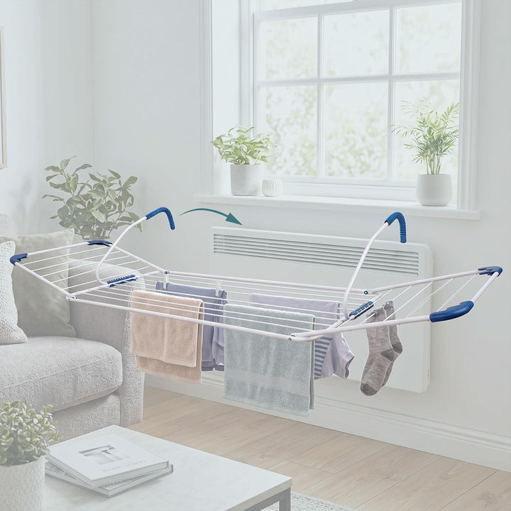 Relaxdays Wäscheständer Heizung, 15 m Trockenlänge, zum Einhängen, Balkon &amp; Heizkörper, Stahl, Wäsch