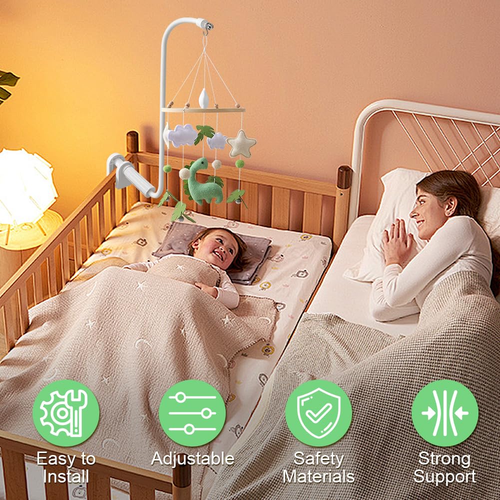 Mobile Halterung für Babybett, Multifunktional 80cm Mobile Halterung Wickeltisch, Verstellbar Mobile
