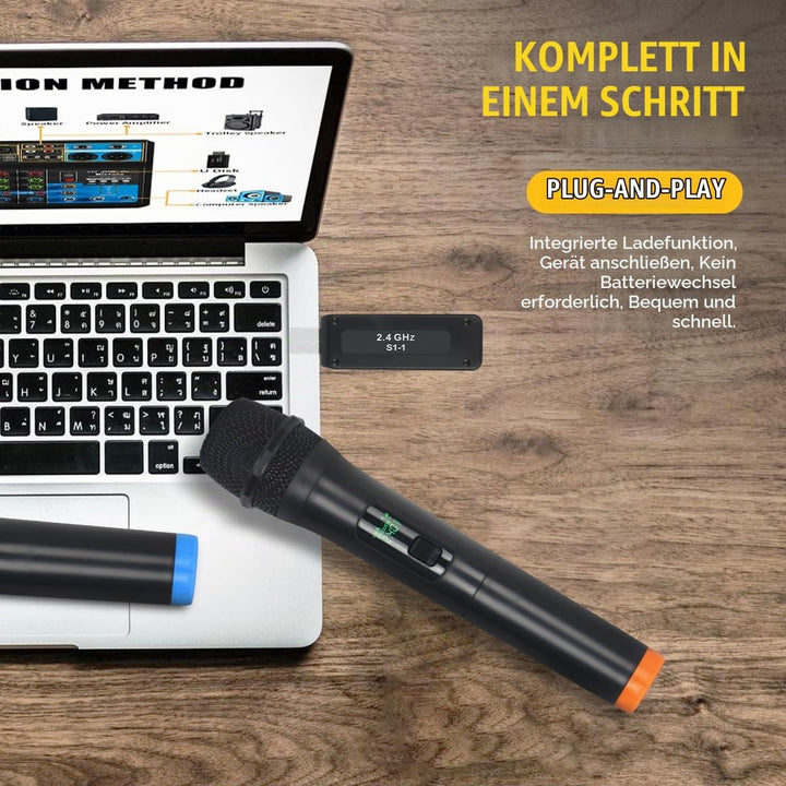 K1 Professional USB Mikrofon-Sets Wireless 1 Handheld VHF 230-250 MHz Mikrofonsystem 100 m Entfernun