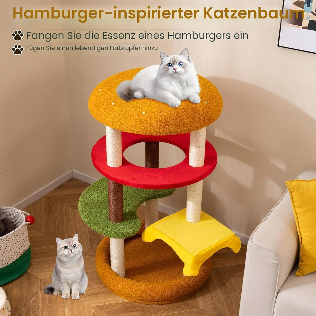 FANTASK Kratzbaum, Katzenbaum mit Bett, Sisal-Kratzbrett &amp; Plattformen, Katzen Katzenmöbel, Katzenkr