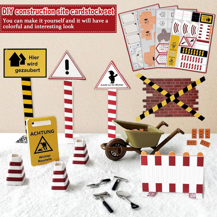 ROLLWAY 90 Stück Miniatur Wichtel Zubehör Baustelle Set, Weihnachten Wichteltür Zubehör Komplettset