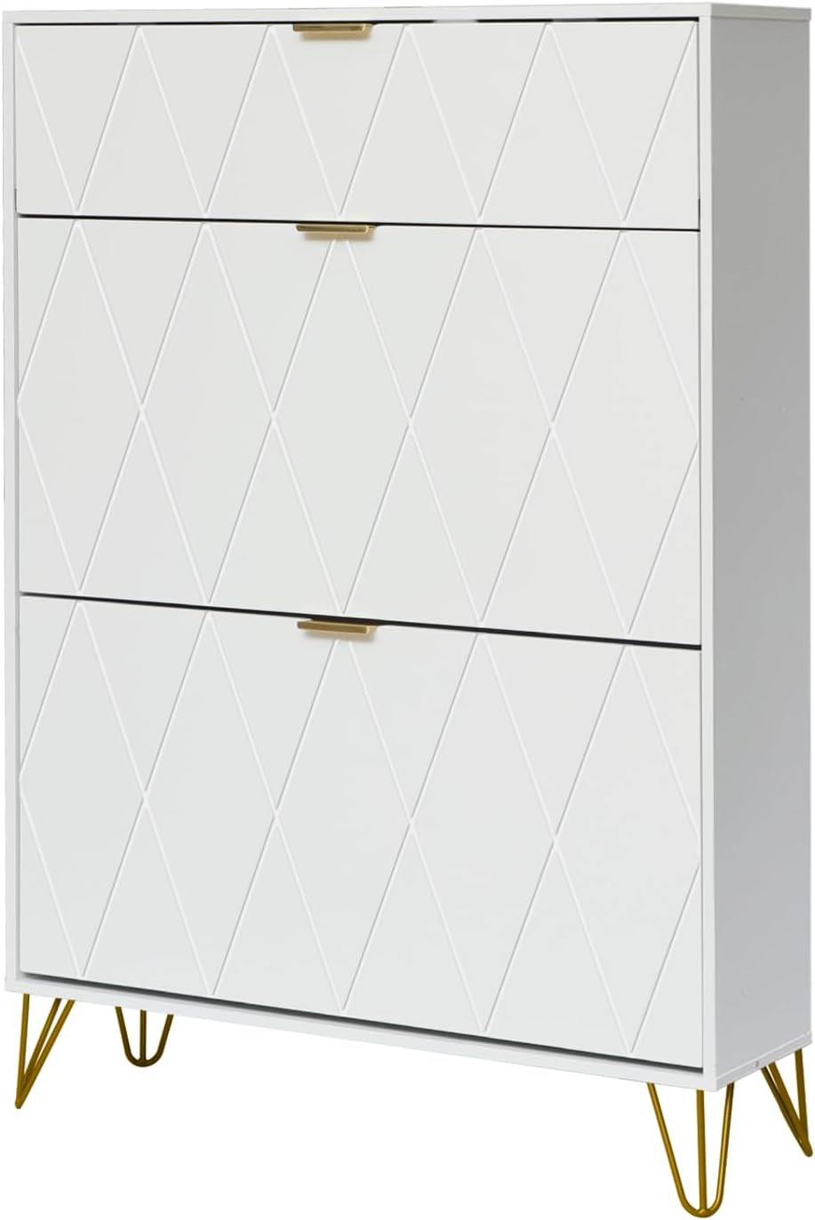 UEV Schuhschrank mit 2 Klappen, 80 x 24 x 120 cm für 16 Paar Schuhe mit 1 Schubladen, Schuhschrank W