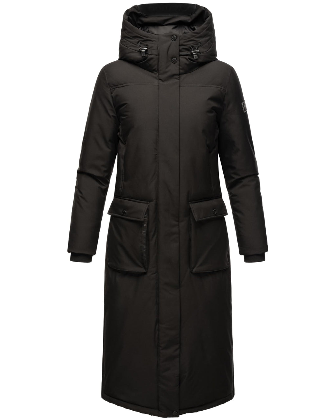 Navahoo Damen Wintermantel Warmer Mantel extralang mit Kapuze Wolkenfrost XIV XS-XXL XL Schwarz, XL