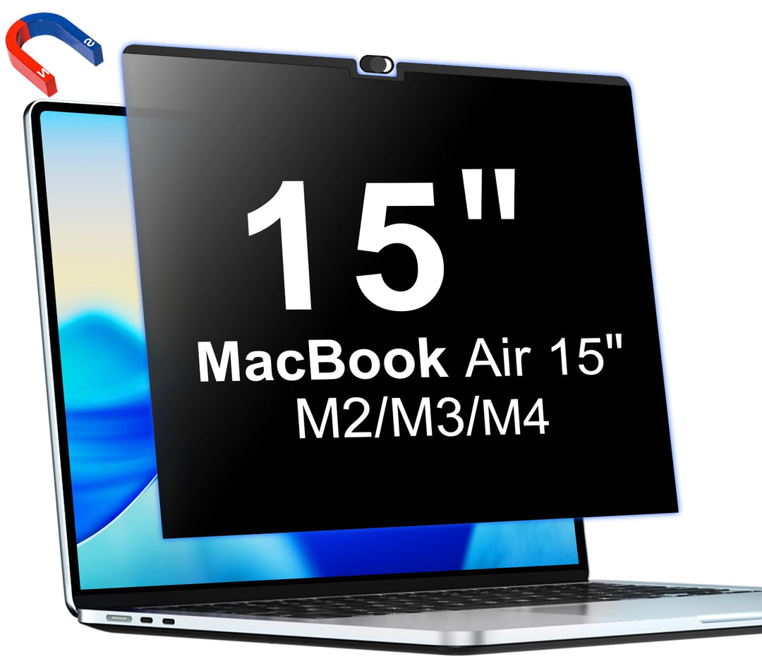 PYS Magnetischer Blickschutzfolie für MacBook Air 15" M2 Chip 2023 Sichtschutzfilter mit Webcam Schi