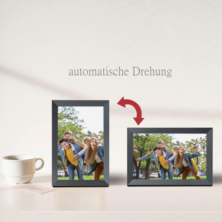 Aorpdd Digitaler Bilderrahmen WLAN 10.1 Zoll, HD IPS-Touchscreen Elektronischer Bilderrahmen mit 32