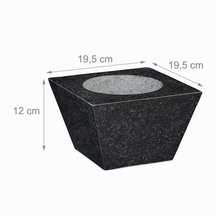Relaxdays 6,75 kg XXL Mörser mit Stössel, Granit, 750 ml, Gewürze &amp; Kräuter, HBT 12 x 19,5 x 19,5cm,