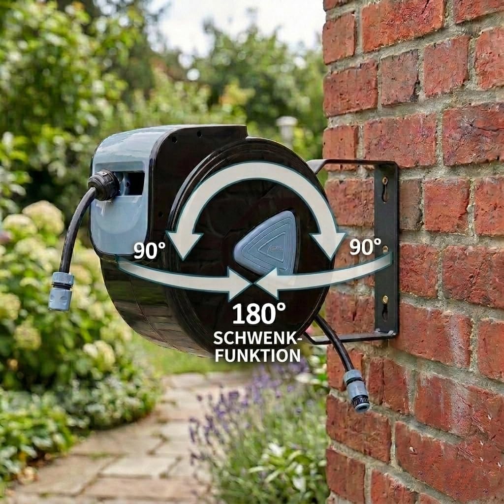 Wandschlauchbox 15 m Gartenschlauchtrommel | Schlauchaufroller