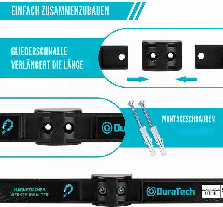 DURATECH Magnetleiste Werkzeug Set 4 Stück, Magnethalter Werkzeughalter Wand, Starke Magnete, Einfac