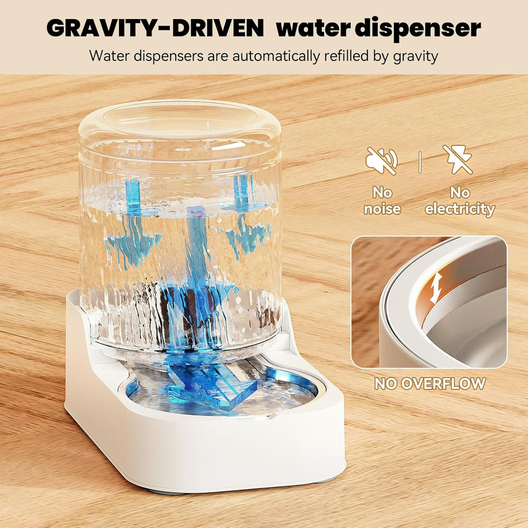 JUNSPOW Automatischer Katzen-Wasserspender mit Edelstahlnapf, Hund Wassernapf Spender Einstellbare W