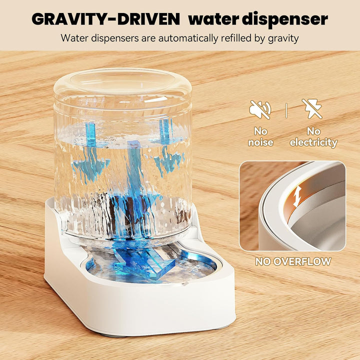 JUNSPOW Automatischer Katzen-Wasserspender mit Edelstahlnapf, Hund Wassernapf Spender Einstellbare W