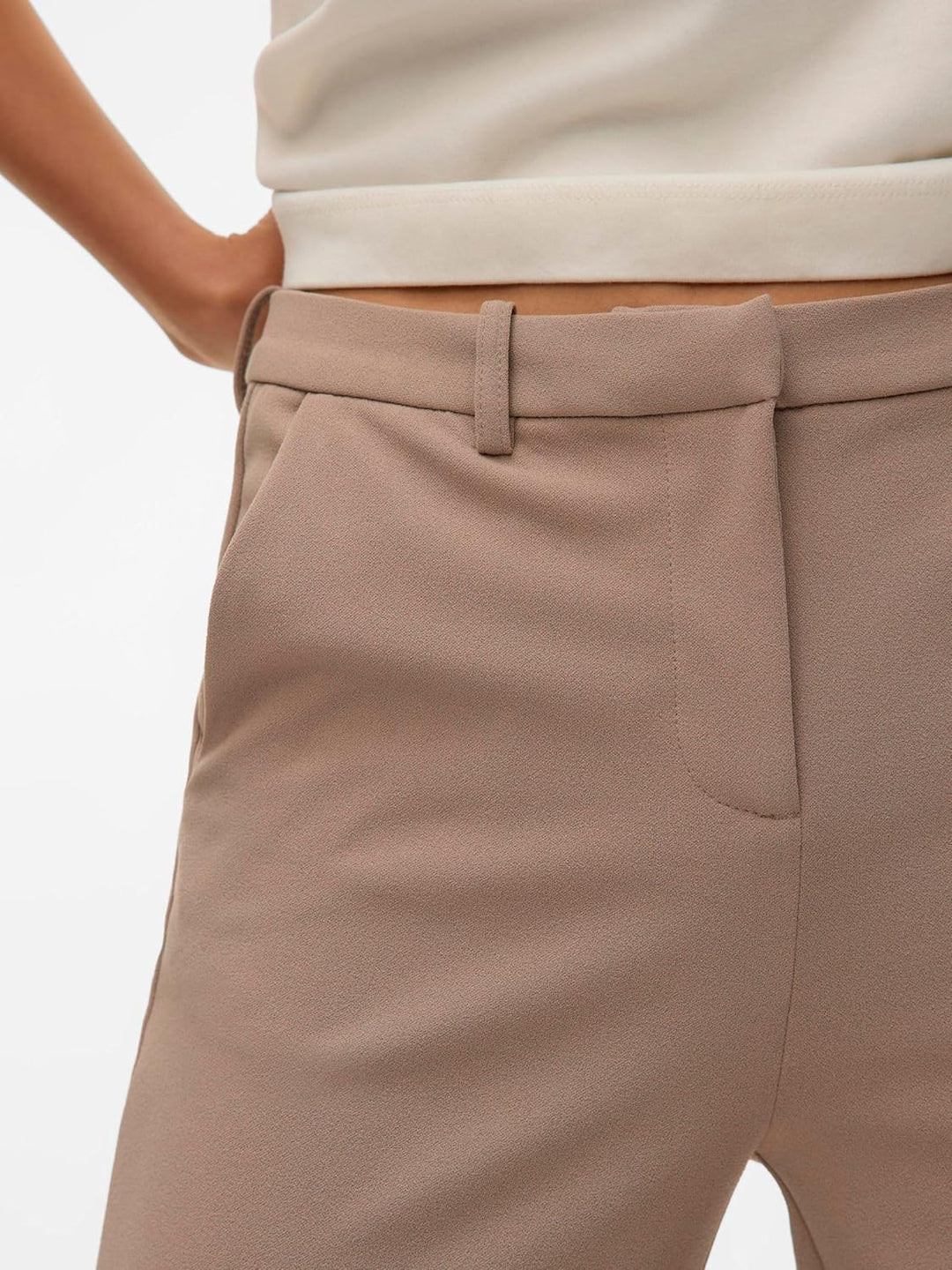VERO MODA Damen Vmzamira Mw Slim Straight Pant Noos, Moon Rock