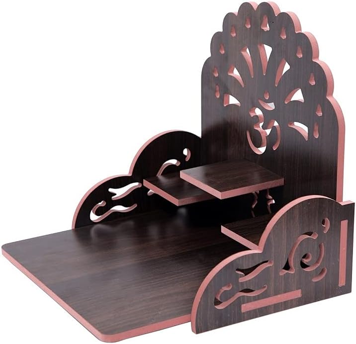 CrazyInk Handgefertigter, schöner Holz-Tempel für Zuhause und Büro, Motiv: Pooja Mandir (Multi.9, 25