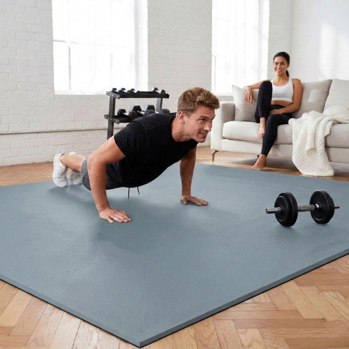 eyepower Bodenschutzmatte Fitness - 9 Puzzlematten 30x30 cm Grau 0,8qm - Homegym Fitnessmatte - Bode