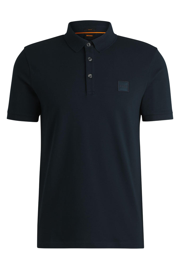 BOSS Herren Passenger Slim-Fit Poloshirt aus Stretch-Baumwolle mit Logo-Aufnäher Dunkelblau XL