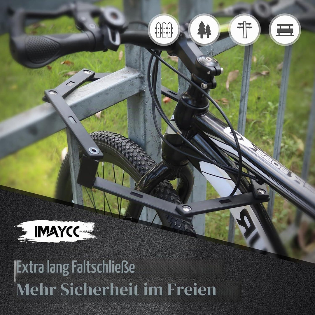 IMAYCC Fahrradschloss Faltschloss Hohe Sicherheit, 120CM Bike Lock mit Halterung, Robustes Faltschlo