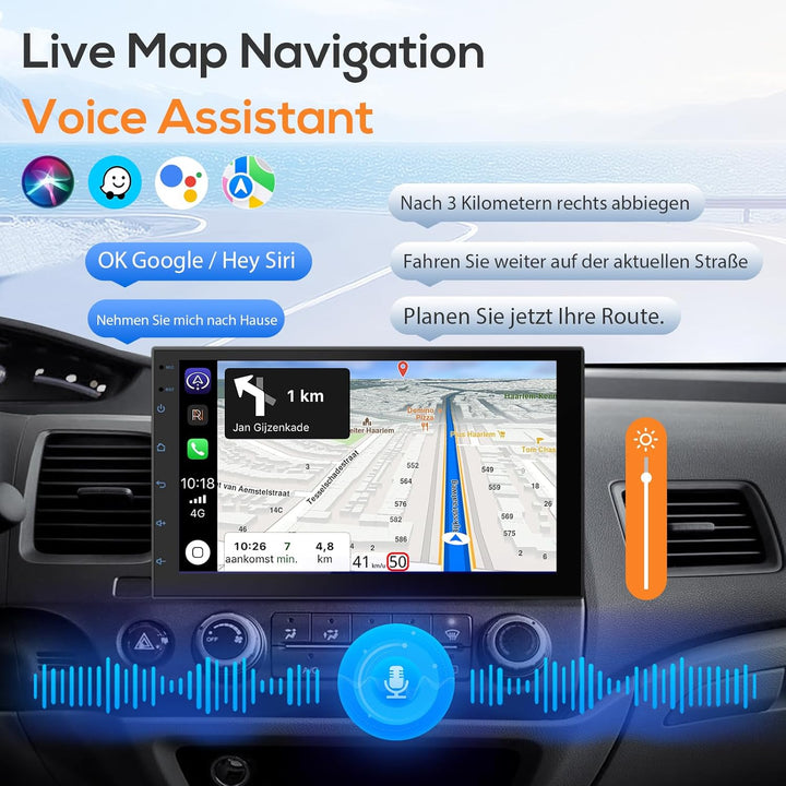 Haudio 7 Zoll Autoradio Tragbarer Carplay Bildschirm für Apple Carplay &amp; Android Auto, OTA-Updates C