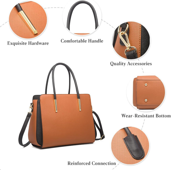 FANDARE Damen Handtasche 4 Stück Set Umhängetasche Frauen Reise Citytasche mit Unterarmtasche Brieft