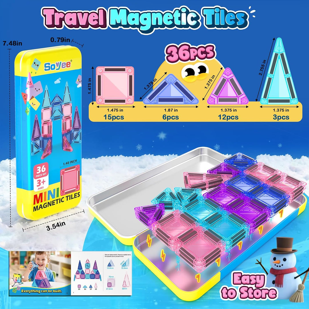 Magnetische Bausteine Magnetbausteine Reisespielzeug mit Metallbox Magnetspielzeuge Magnetsteine S