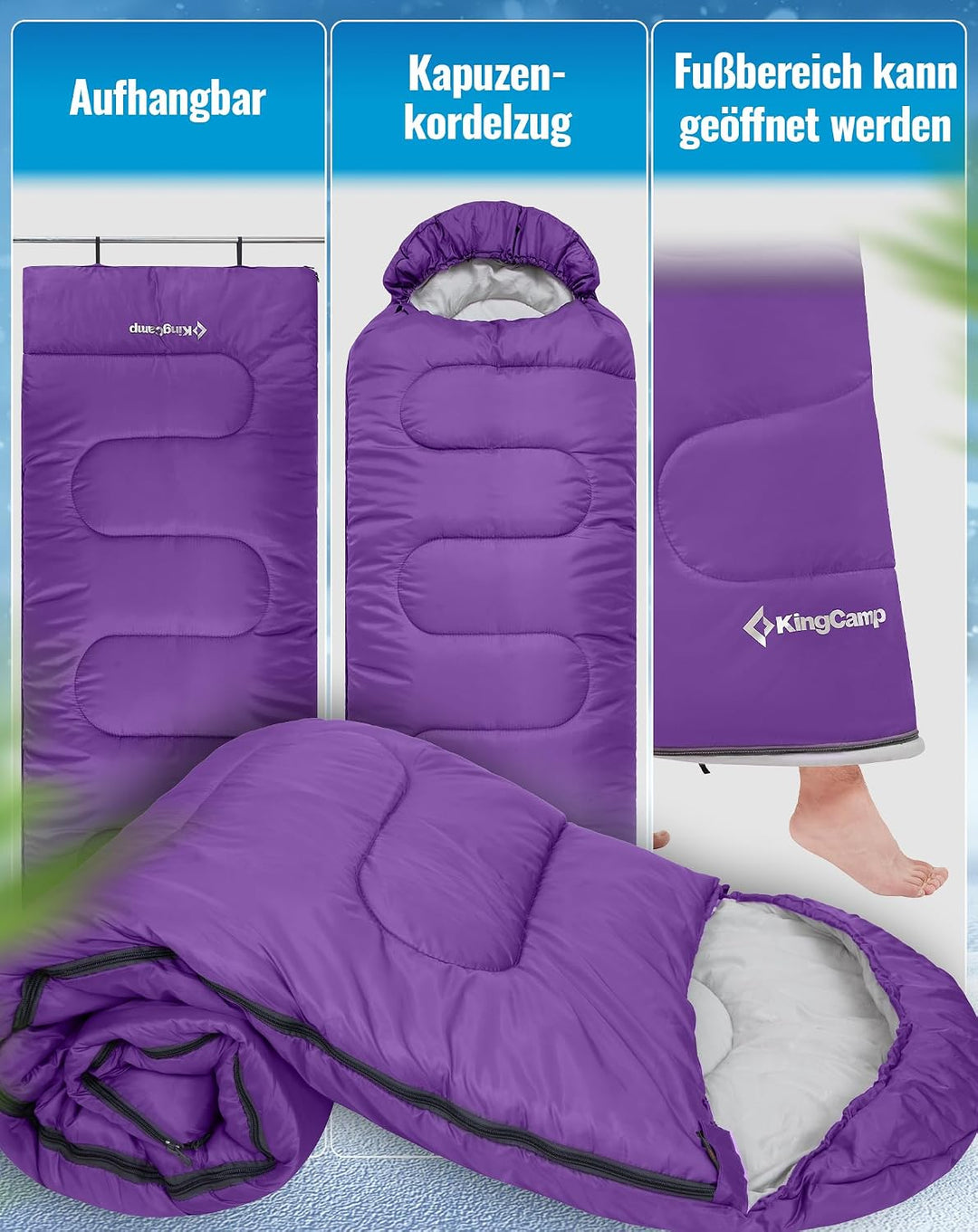 KingCamp Schlafsack für Erwachsene, kaltes Wetter &amp; warm, XL, grosse und hohe Flanell-Schlafsäcke mi