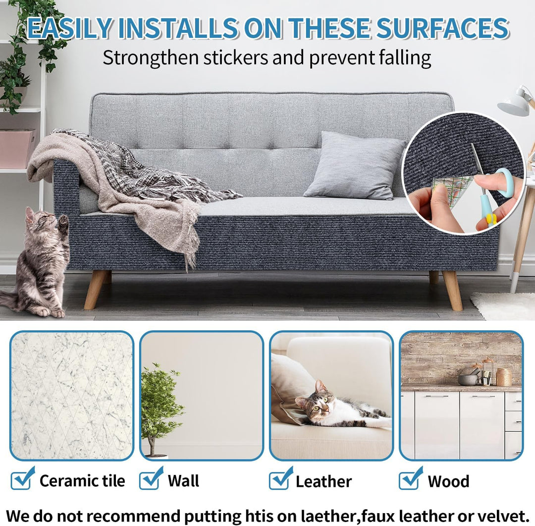 Kratzmatte Katze Selbstklebend, Sofa- und Wandkratzzuschutz für Katzen 200*30cm Grau, 200*30cm Grau