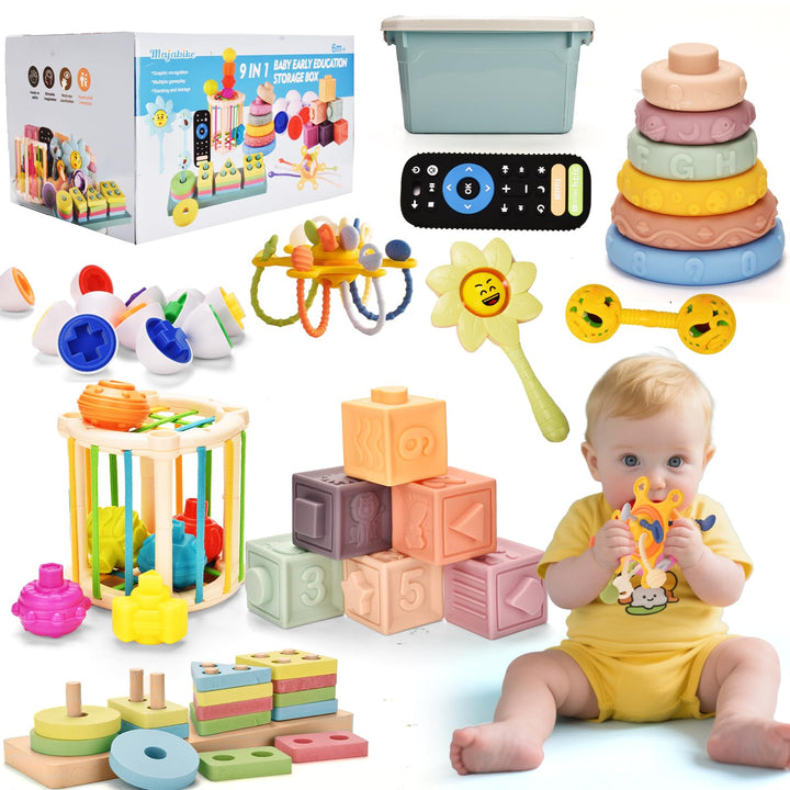 Montessori-Babyspielzeug für 6 bis 12 Monate, 9-in-1-Stapelspielzeug und Entwicklung der sensorische