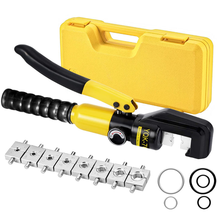 Solsop Hydraulische Crimpzange 4-70 mm², Kabelschuh Presszange 80 kN mit 9 Crimpeinsätzen, Crimpwerk