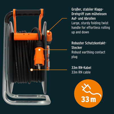 Brennenstuhl professionalLINE SteelCore Kabeltrommel SC 3100 IP44 (33m, Trommelkörper aus Stahlblech