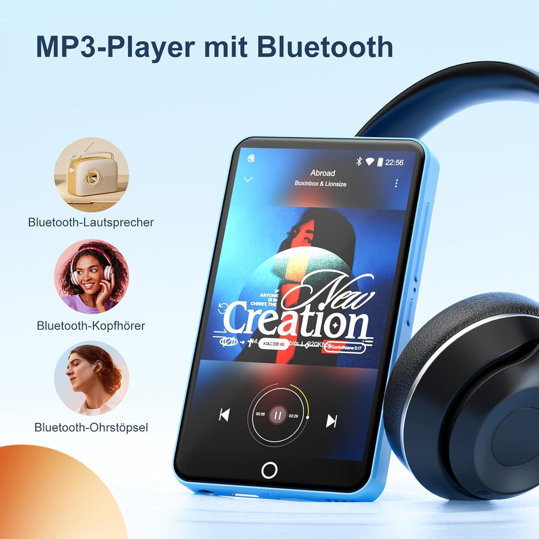 80GB MP3 Player mit Bluetooth und WiFi, Oilsky 4 Zoll 1080P Touchscreen Player, MP3 MP4 Musikplayer,