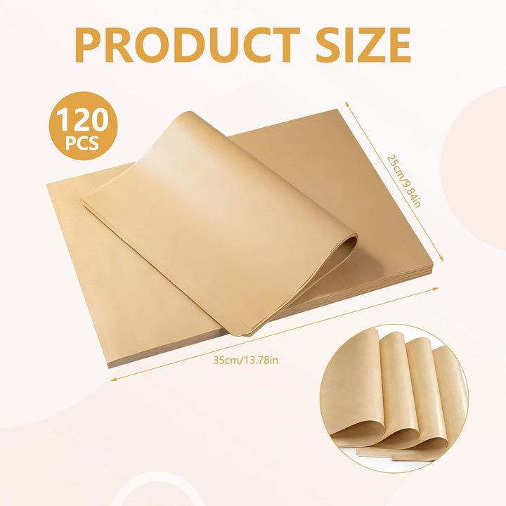 120 Stück Pergamentpapier zum Backen, Bio Backpapier ohne PFAS, 25 * 35cm Backpapier Zuschnitte zum