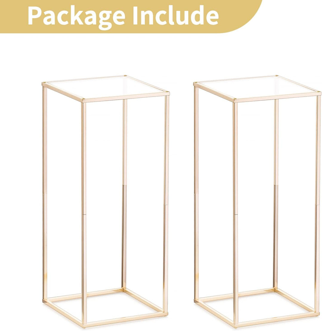 Nuptio Gold Vase für Hochzeit Tafelaufsätze mit Acrylplatte - 2 Stück 60cm Hohe Metall Blumenvasen B