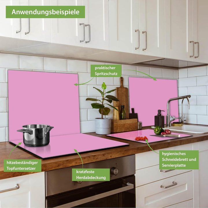 banjado® Herdabdeckplatte Glas 1-teilig 60x52 cm/Schneidebrett Herdabdeckung mit Motiv Rose/Herdabde